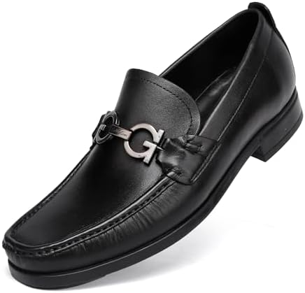 Men's Brown Yellow Leather Buckle Penny Loafer