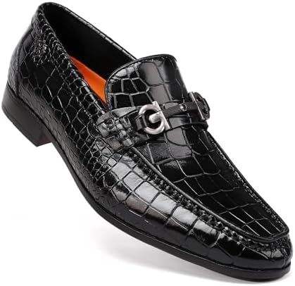 Men's White Alligator Print Buckle Dress Loafer