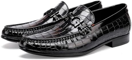 Men's Gold Alligator Print Buckle Penny Loafer