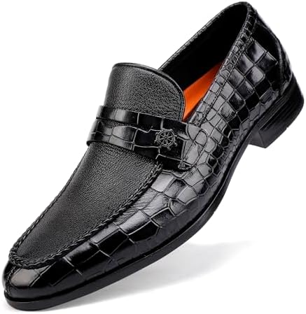 Men's White Crocodile Print Slip-On Penny Loafer