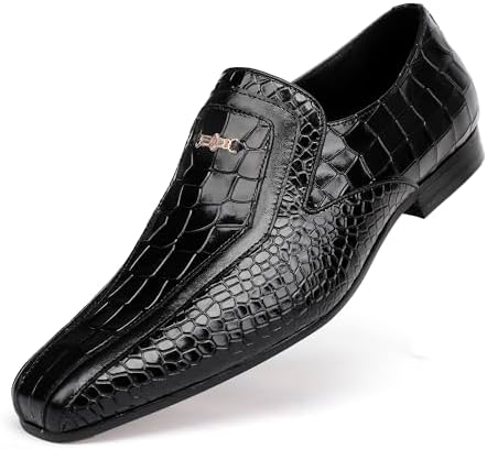 Men's Black Alligator Buckle Penny Loafer