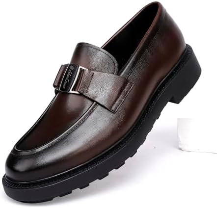 Men's Black Leather Buckle Casual Dress Loafer