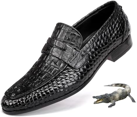 Men's Ostrich Pattern Buckle Loafer Black