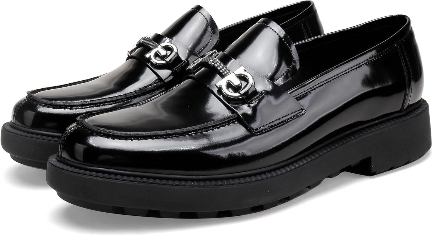 Men's Classic Buckle Slip-On Penny Loafer Black