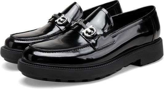 Men's Classic Buckle Slip-On Penny Loafer Black