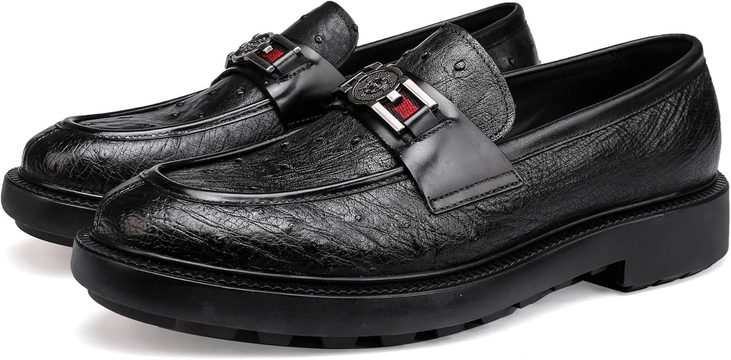 Blue Ostrich Loafer Pair