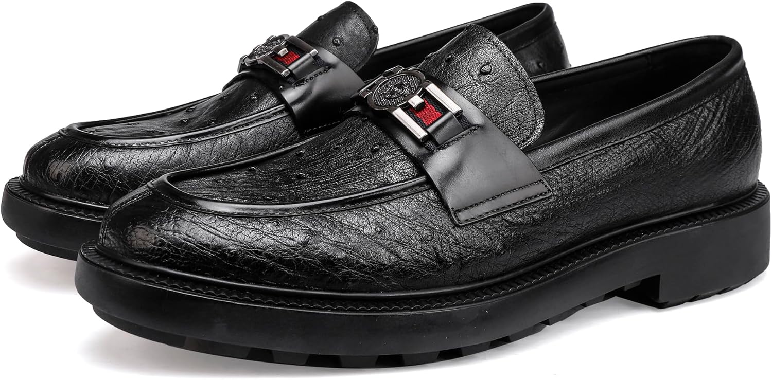 Blue Ostrich Loafer Pair