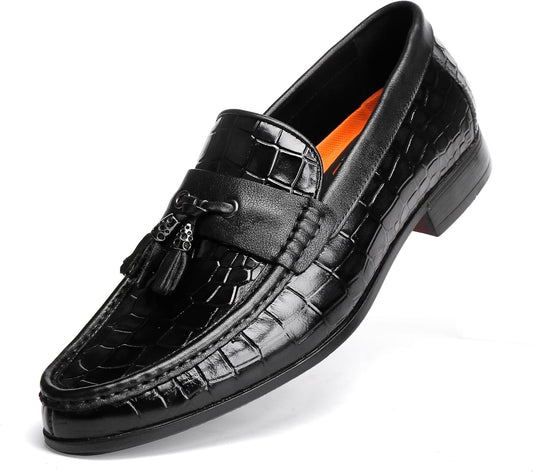 Men's Genuine Leather Tassel Dress Loafer Coffee