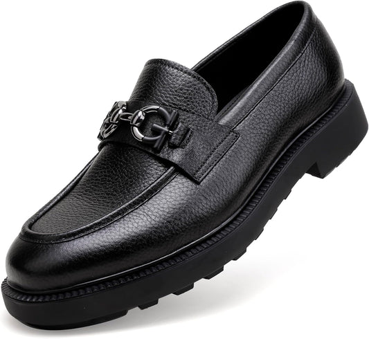Men's Alligator Print Buckle Dress Loafer Black