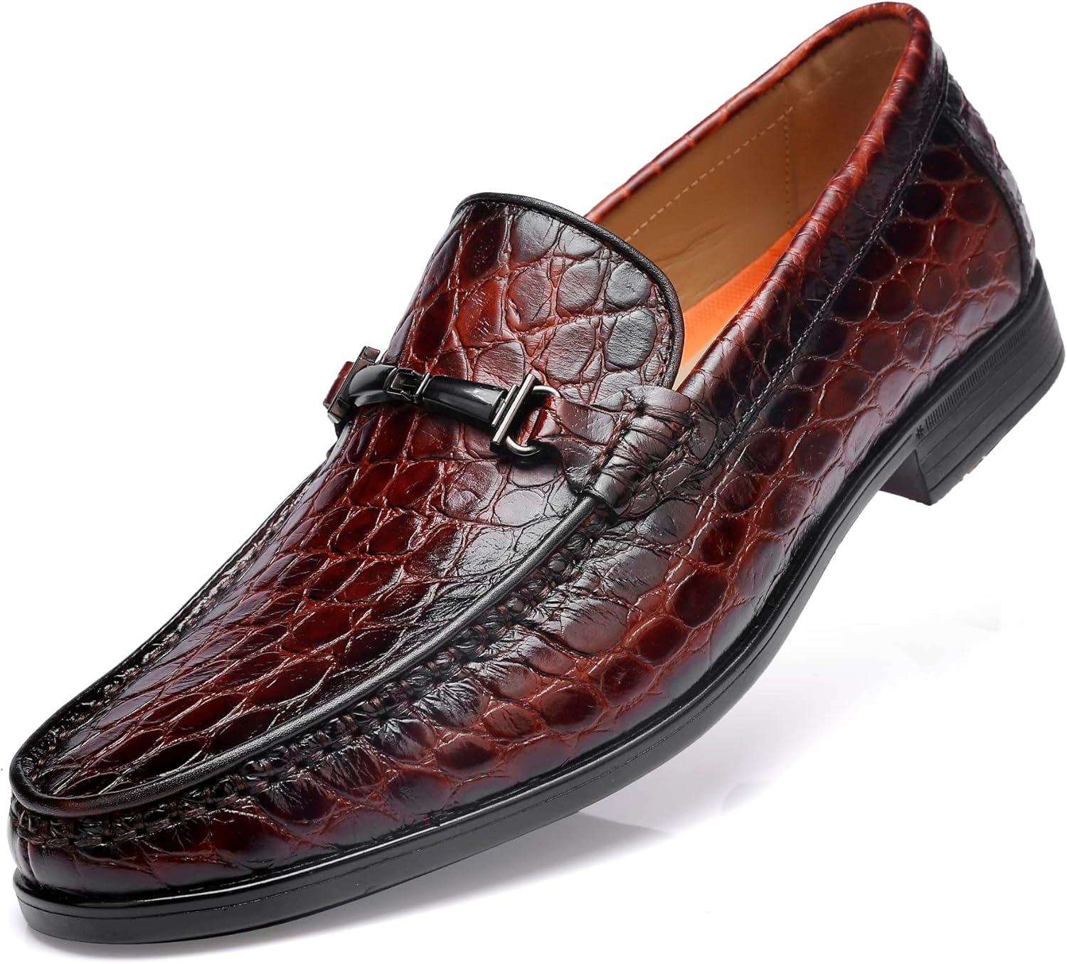 Men's Genuine Leather Buckle Penny Loafer Brown
