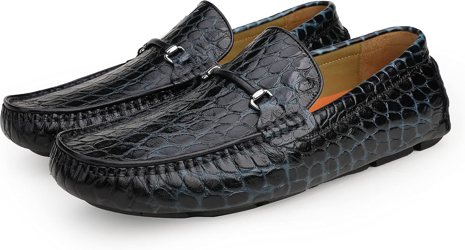 Men's Crocodile Print Driving Moccasin Penny Loafer