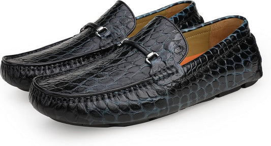 Men's Crocodile Print Driving Moccasin Penny Loafer