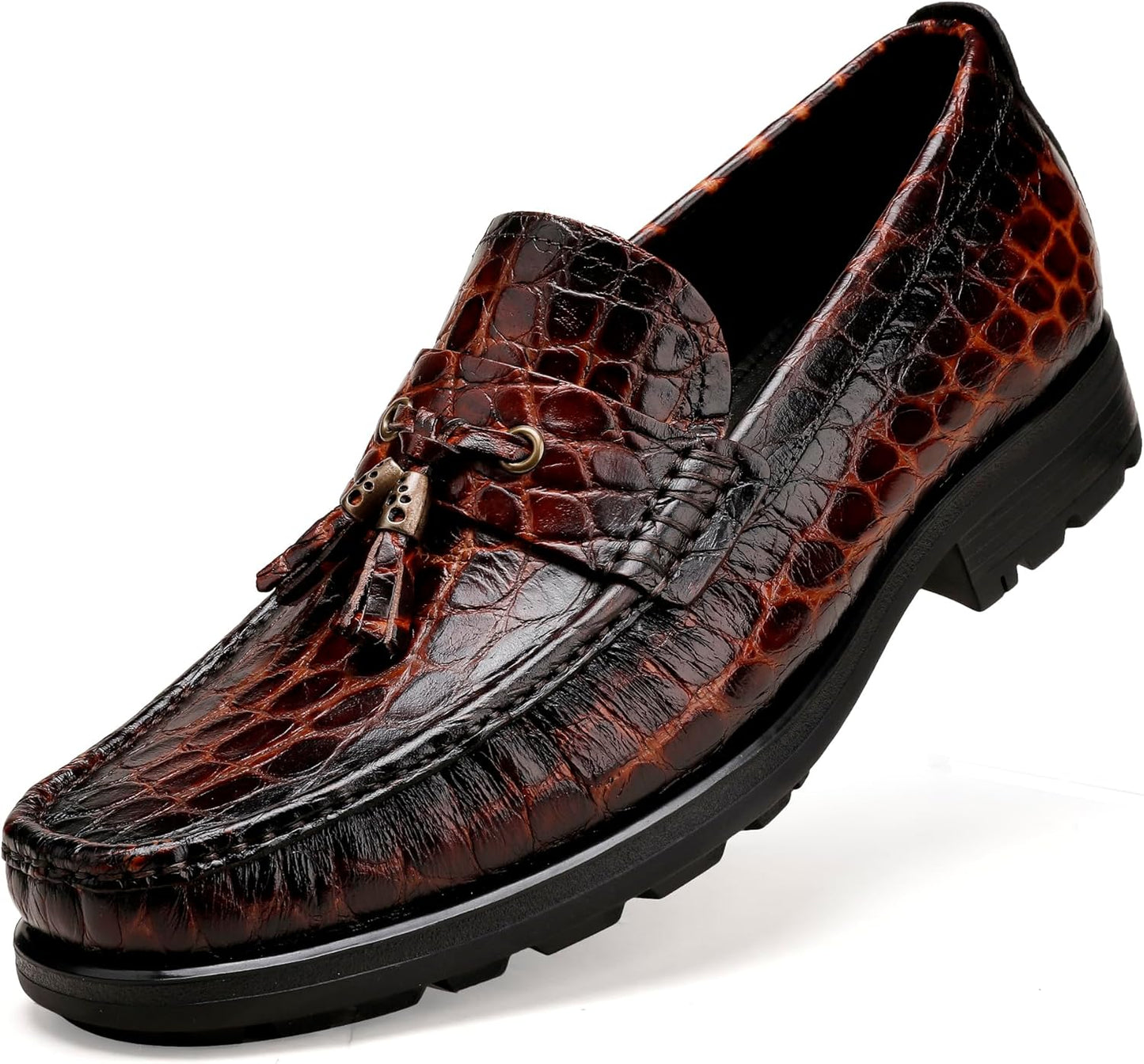 Men's Crocodile Print Tassel Loafer Thick Sole