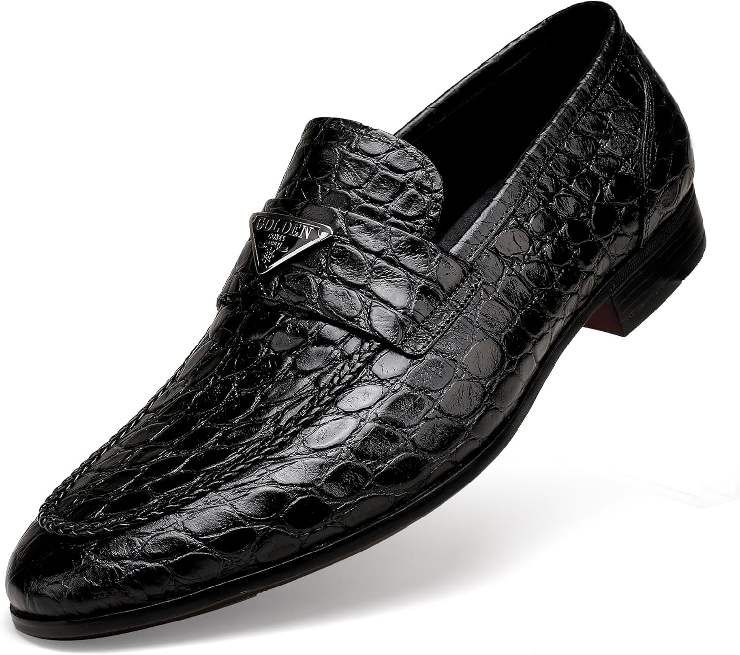 Men's Genuine Leather Buckle Penny Loafer Black