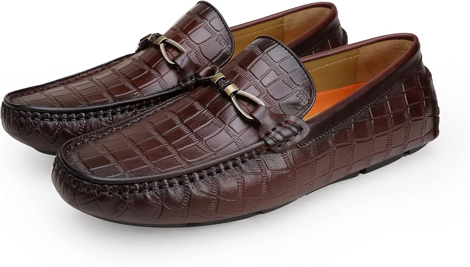 Men's Crocodile Print Soft Sole Driving Dress Shoes