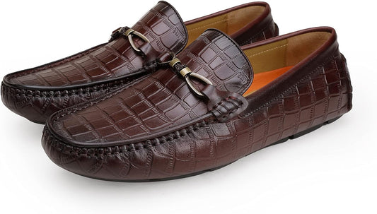 Men's Crocodile Print Soft Sole Driving Dress Shoes