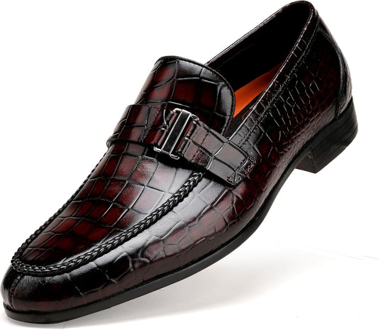 Men's Classic Genuine Leather Dress Shoes Crocodile Print